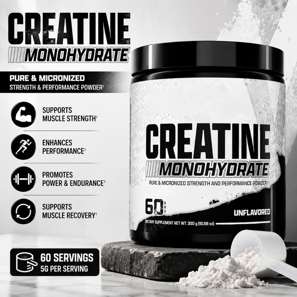 Creatine Monohydrate Powder - Micronized Creatine Monohydrate Powder 300g 60