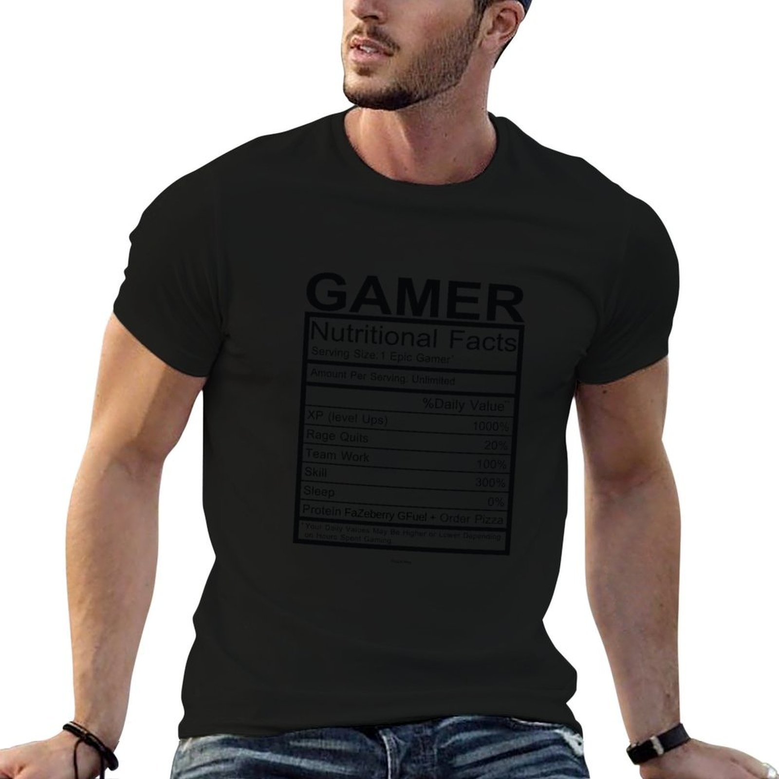 The Nutrition Fitness - Gamer Nutritional Facts Chart T-Shirt Fitness