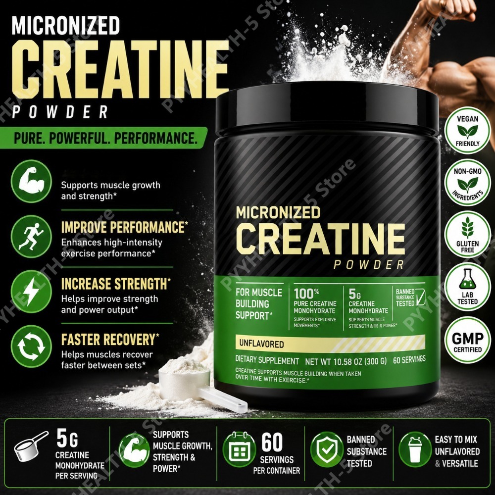 Creatine Monohydrate Powder - Creatine Monohydrate Powder Unflavored 300g, 5g